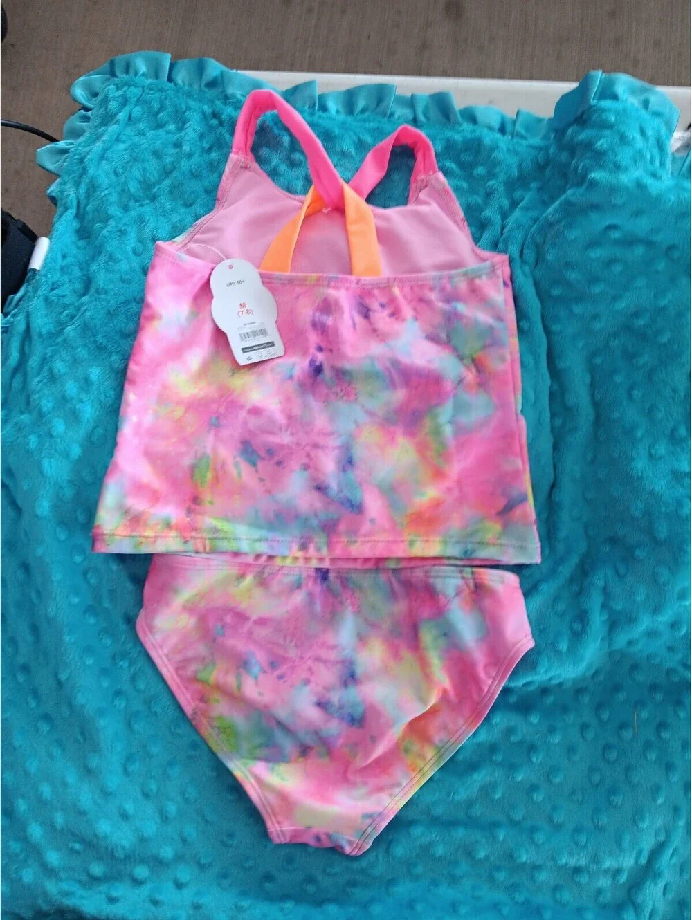Toddler Girls 2-Piece Tankini Swimsuit Set with Tie-Dye and Unicorn